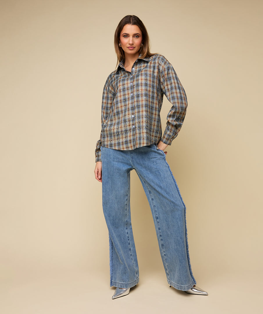 SYLVIE BLOUSE- Shiny check Print