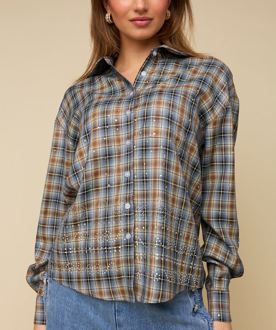 SYLVIE BLOUSE- Shiny check Print