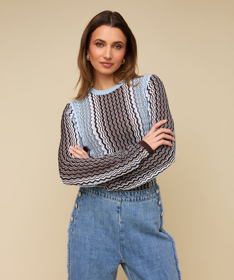 Zoe top - Mocha/Blue