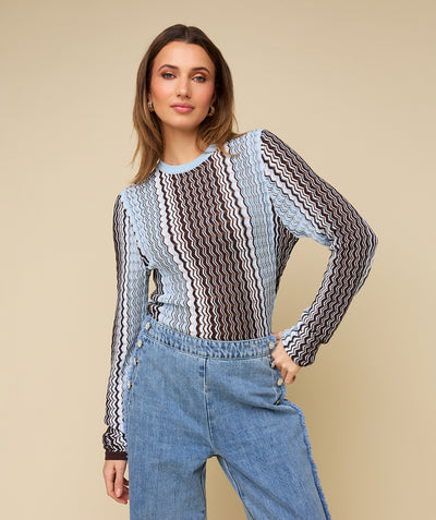 Zoe top - Mocha/Blue