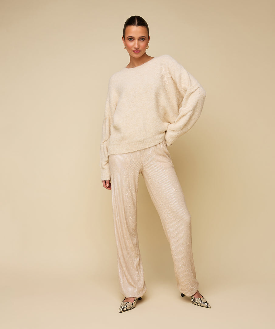 HARPER TROUSERS - SHINEY CREAM