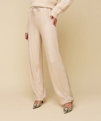 HARPER TROUSERS - SHINEY CREAM