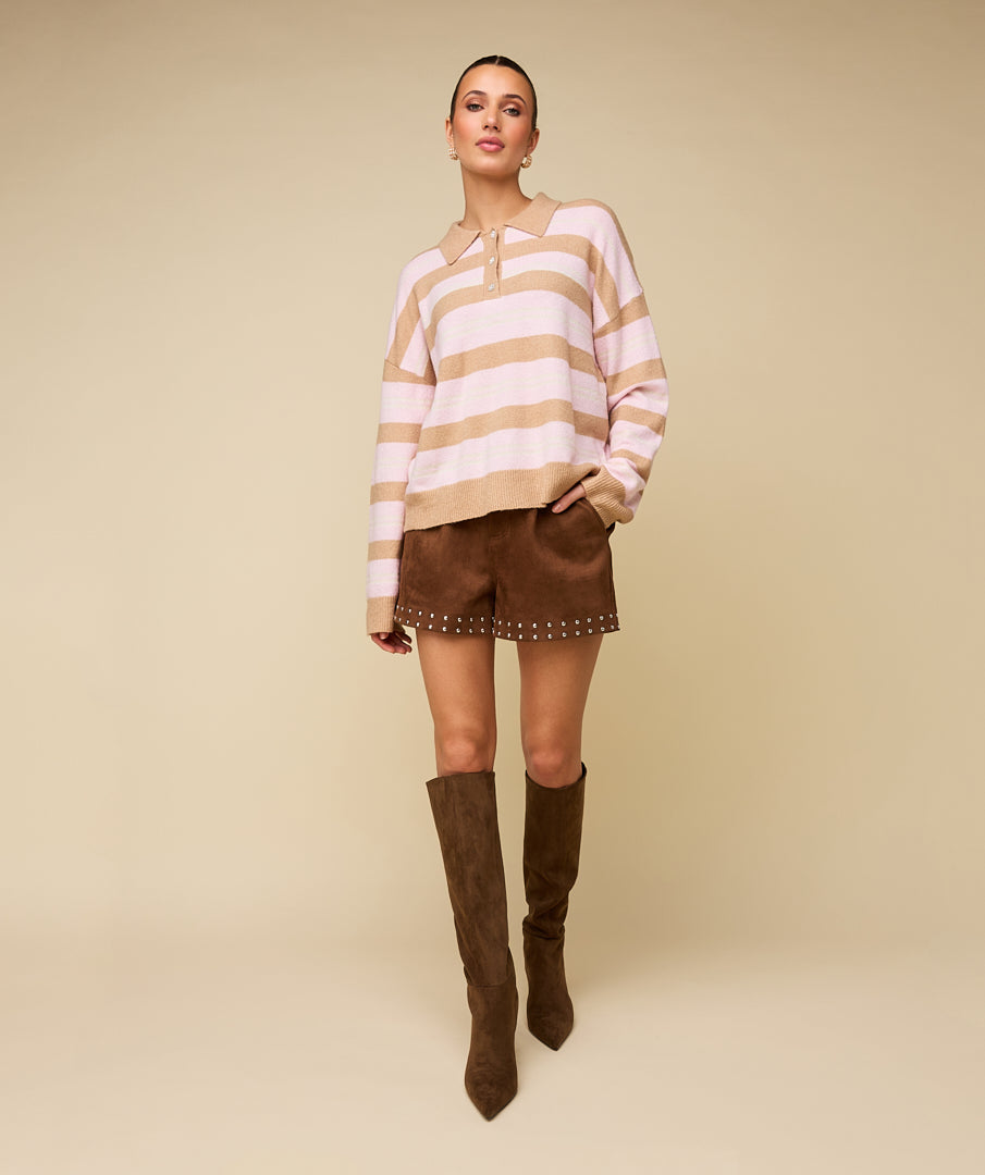 YVE POLO - CAMEL/PINK