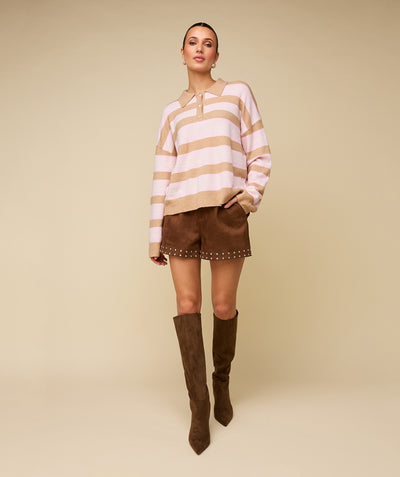 YVE POLO - CAMEL/PINK