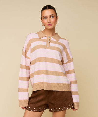 YVE POLO - CAMEL/PINK