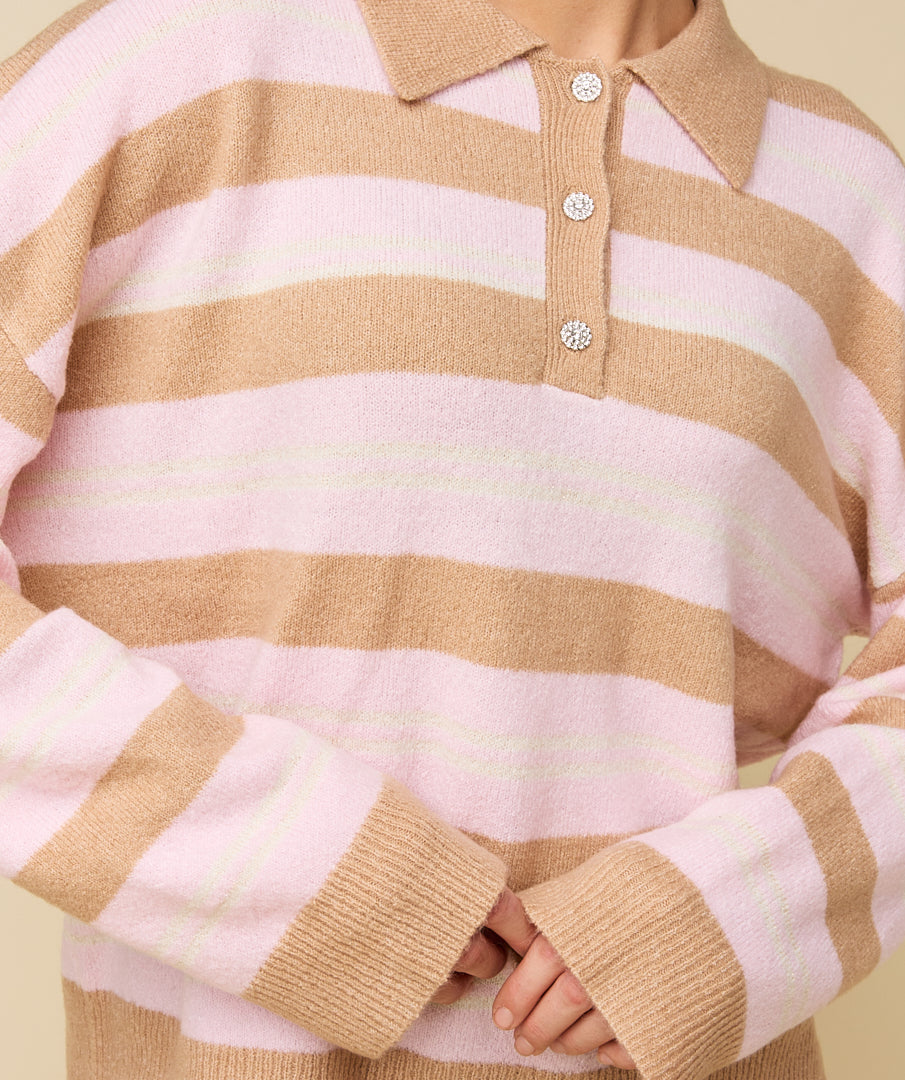 YVE POLO - CAMEL/PINK