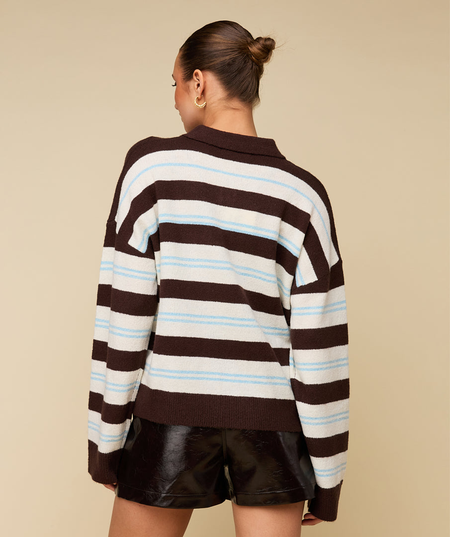 YVE POLO - BROWN/BLUE