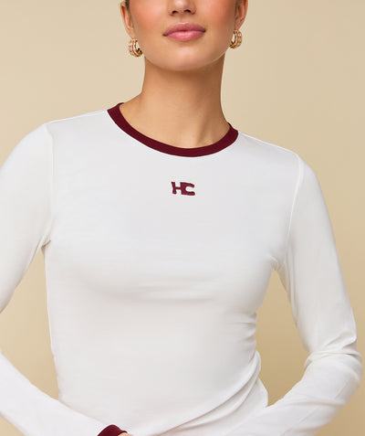 HC LONG SLEEVE - WHITE/BURGUNDY