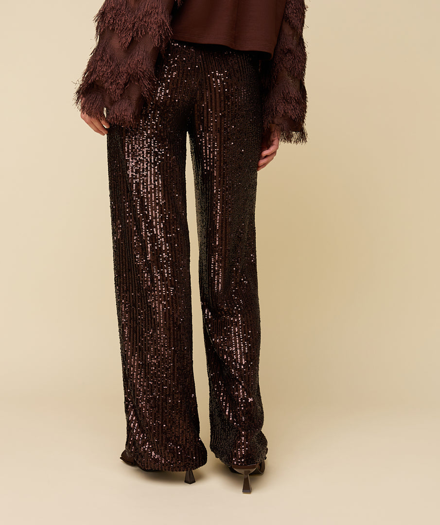 HARPER TROUSERS - SHINEY BROWN