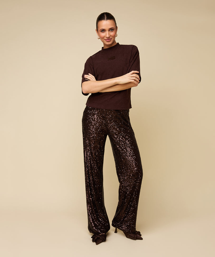 HARPER TROUSERS - SHINEY BROWN