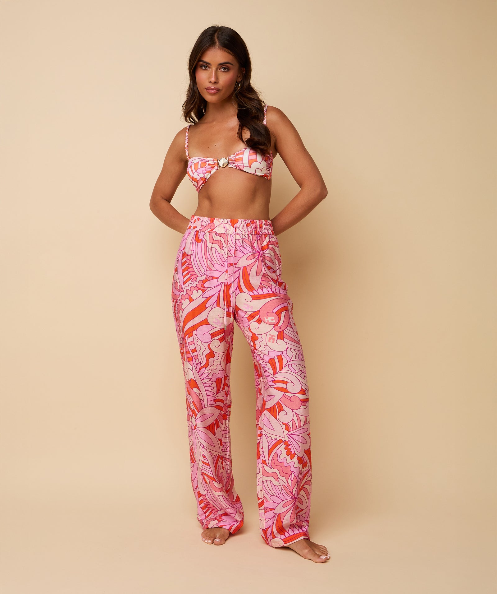 Coco Trousers ~ Pink/Orange Print