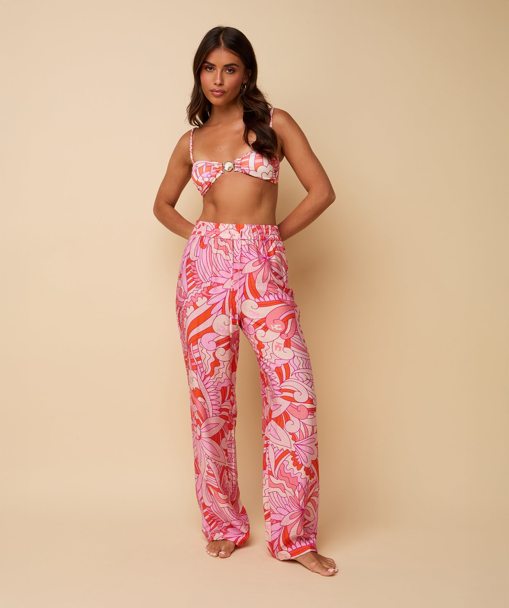 Coco Trousers ~ Pink/Orange Print