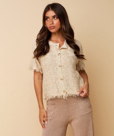 Jane Cardigan ~ Beige / Gold