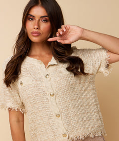 Jane Cardigan ~ Beige / Gold