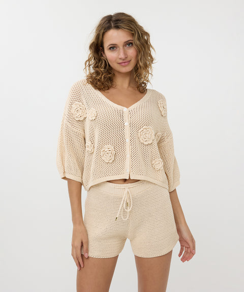 ★BORN SLIPPY★ Cloudy Ribbed ShortSleeve Cardigan Beige Somenutt_Studio0078_1200x1200.