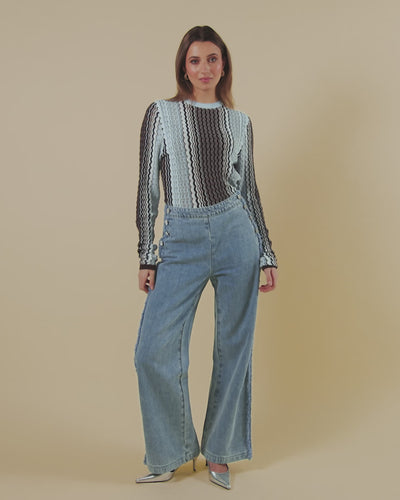 Zoe top - Mocha/Blue
