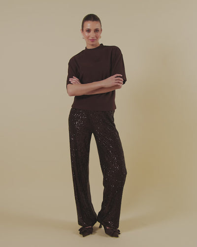 HARPER TROUSERS - SHINEY BROWN