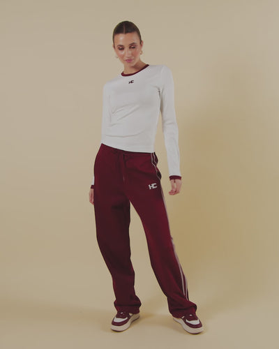 HC LONG SLEEVE - WHITE/BURGUNDY